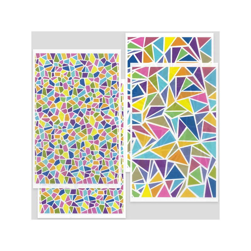 Hârtie de transfer pentru plastilina care se poate coace , 9x14 cm, 2x2 buc - mozaic colorat - mic, mare