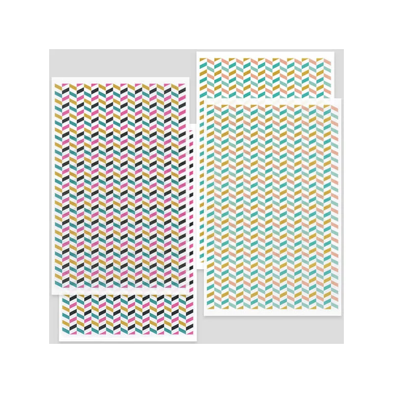 Hârtie de transfer pentru plastilina care se poate coace, 9x14 cm, 2x2 buc - chevron zig-zag - roz-negru, turcoaz