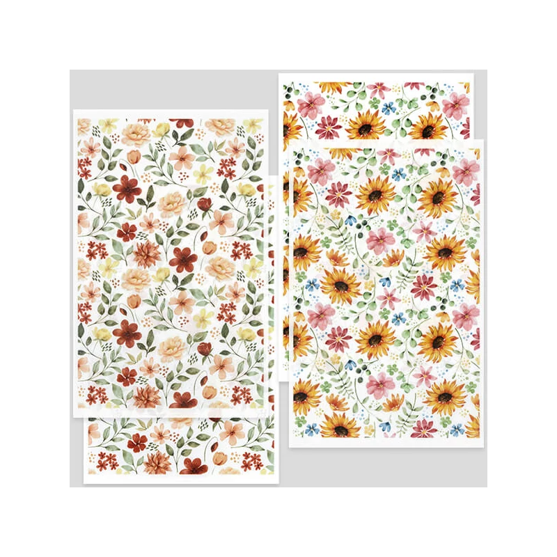 Hârtie de transfer pentru plastilina care se poate coace , 9x14 cm, 2x2 buc - flori de camp - multicolor