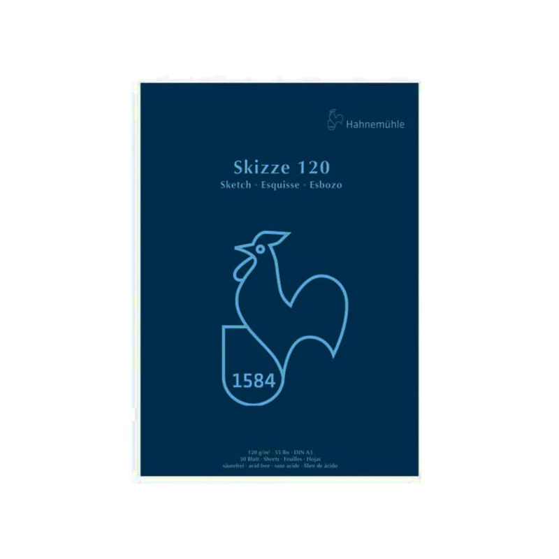 Hahnemühle Skizze 120 blocuri de desen și schiță, 120 g, 50 coli - A3, lipite
