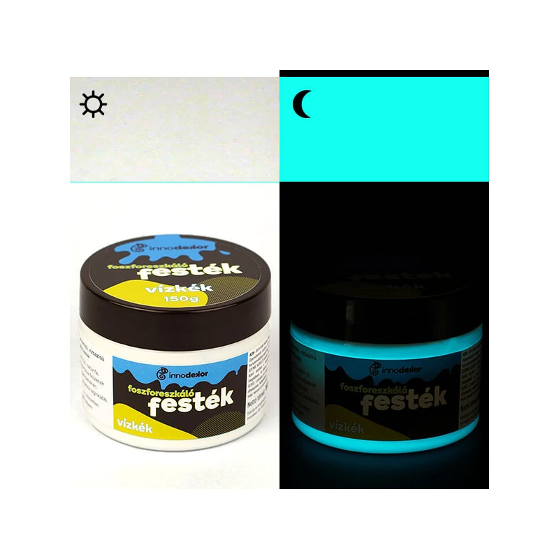 Vopsea fosforescentă,care strălucește în întuneric Innodekor, 150 g - albastru aqua