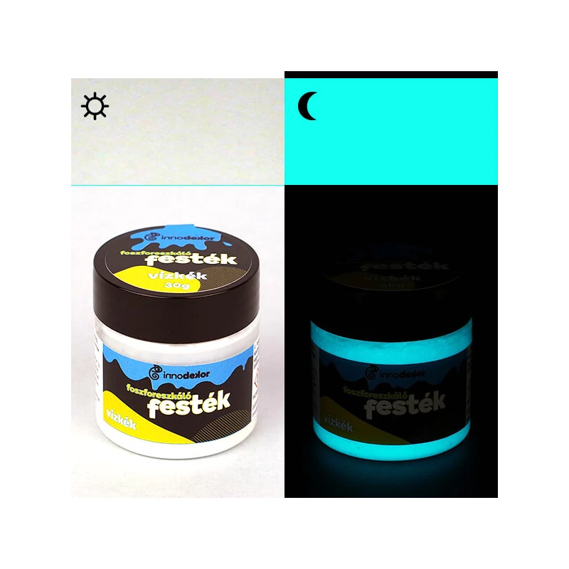 Vopsea fosforescentă,care strălucește în întuneric Innodekor, 30 g - albastru aqua