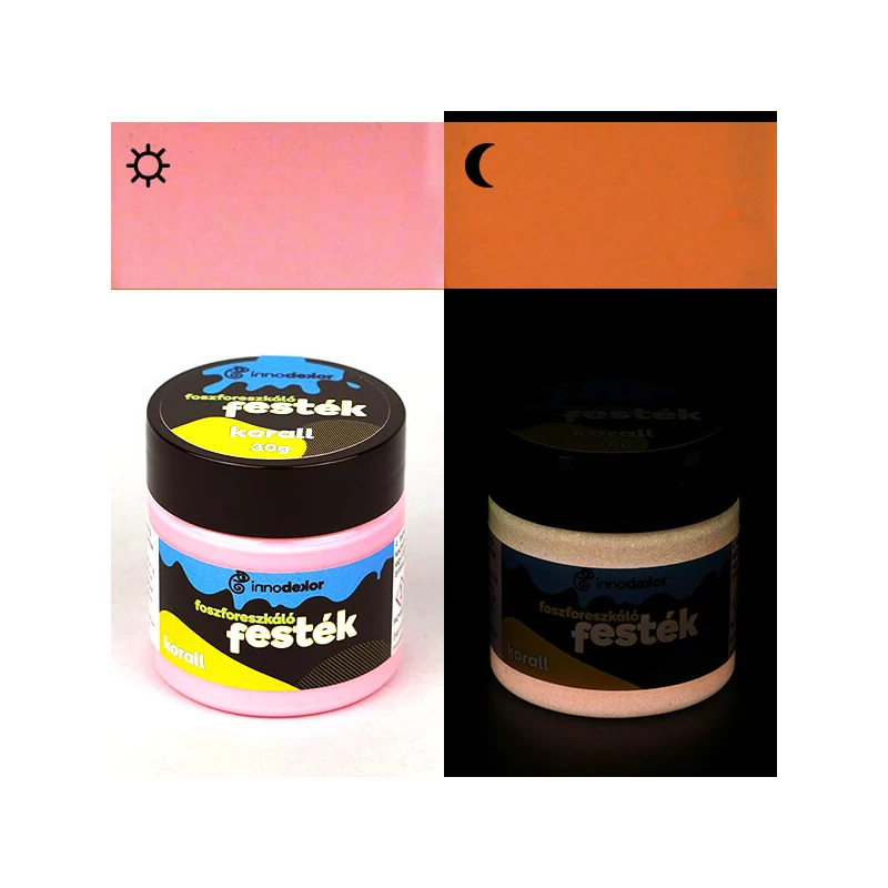 Vopsea fosforescentă,care strălucește în întuneric Innodekor, 30 g - coral