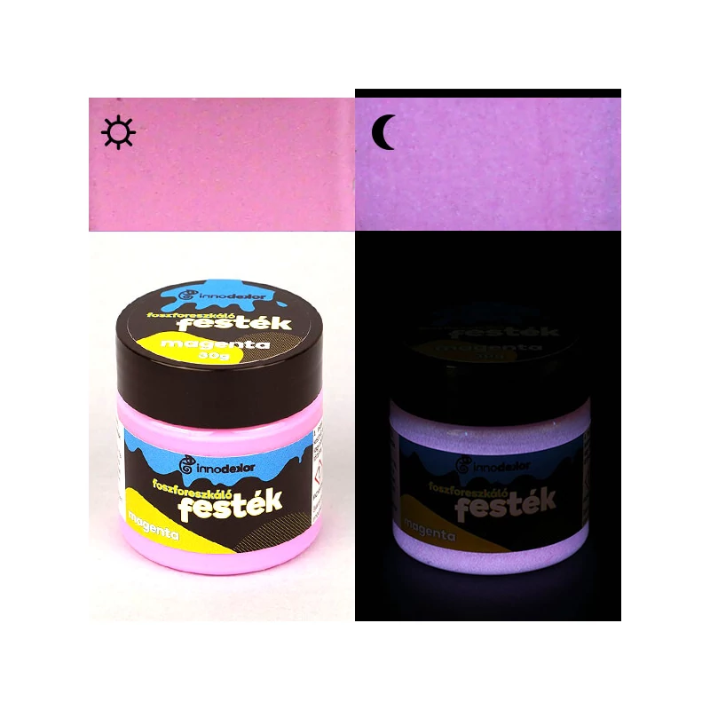 Vopsea fosforescentă Innodekor,care strălucește în întuneric, 30 g - magenta