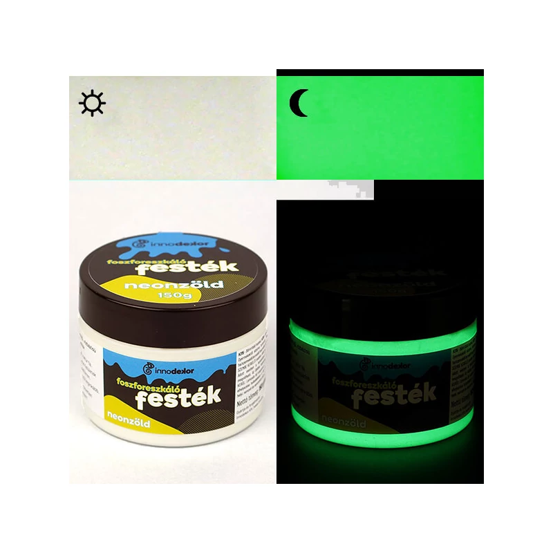 Vopsea fosforescentă,care strălucește în întuneric Innodekor, 150 g - verde neon