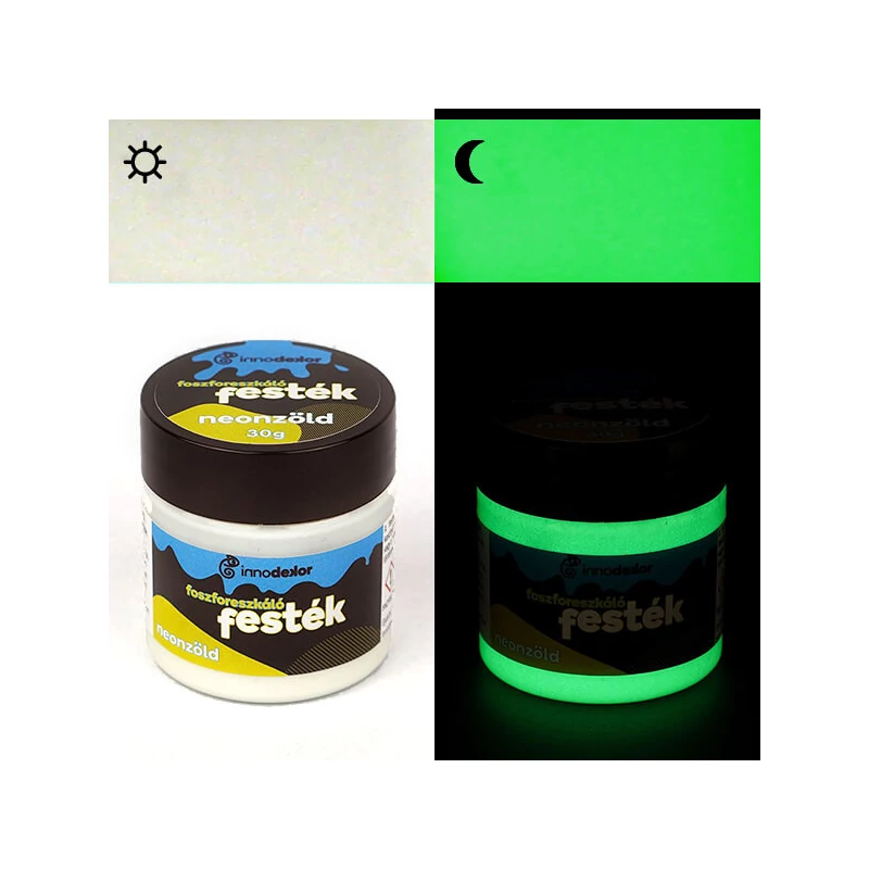 Vopsea fosforescentă,care strălucește în întuneric Innodekor, 30 g - verde neon