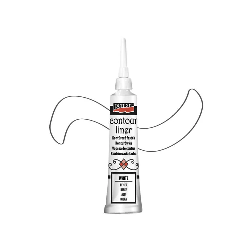 Vopsea de conturare Pentart, universala, 20 ml - alb