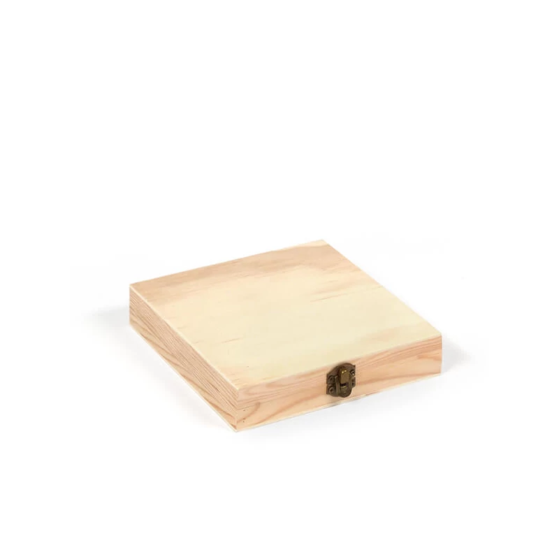 Cutie lemn - cutie trabucuri, 14,6x14,6x3 cm