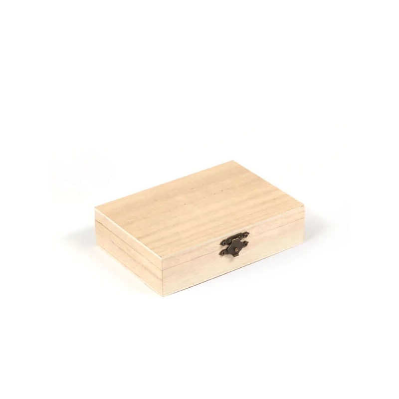 Cutie lemn - 4 compartimente, cu oglindă, 14x10x3,7 cm