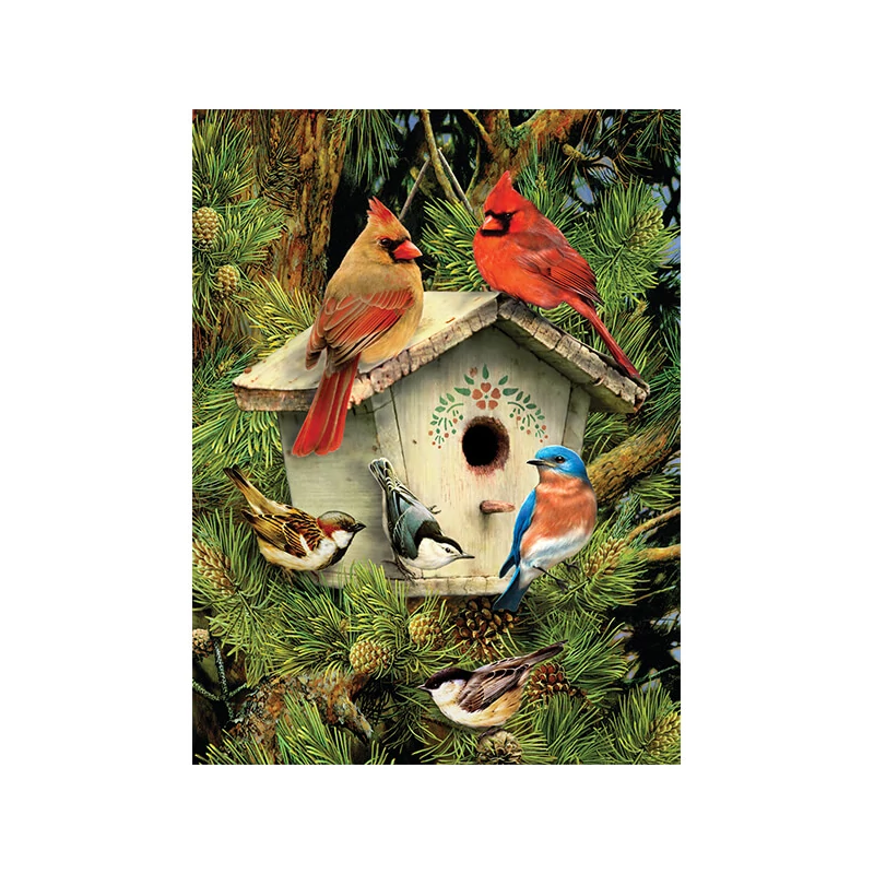 Set de colorat după numere, culori acrilice+pensulă, 22x30 cm - Birdhouse