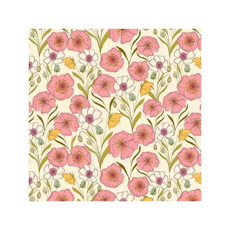 Tesatura patchwork - Makower - Meadow Walk Poppies Cream 1337L