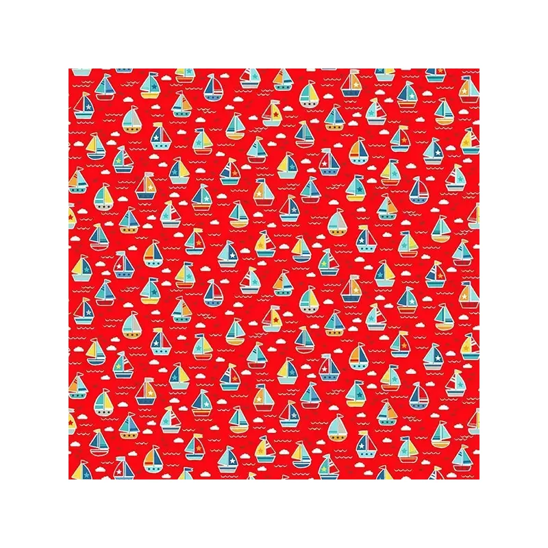 Tesatura patchwork - Makower - Pool Party Boats Red 2439/R
