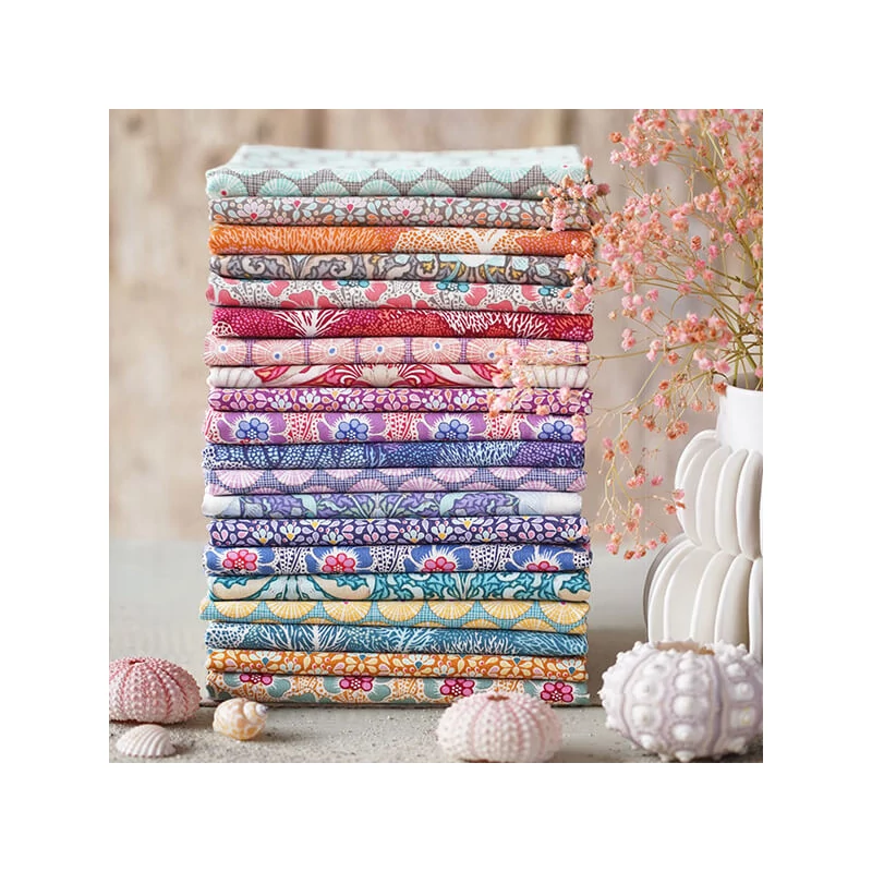 Material patchwork  - Tilda Cotton Beach - Scallop shell teal 100336