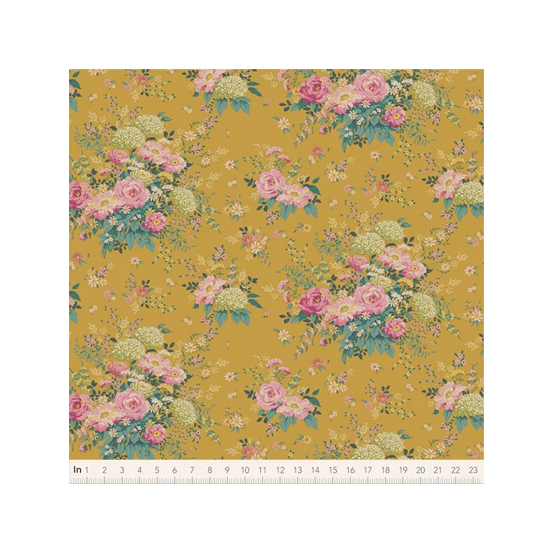 Material patchwork  - Tilda Chic Escape - Wildgarden mustard 100454