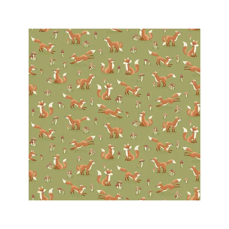 Material patchwork  - Makower - Hello Autumn Fox Green 098/G