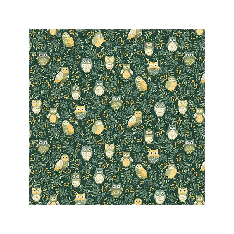 Material patchwork - Makower - Hello Autumn Owls Green 099/G