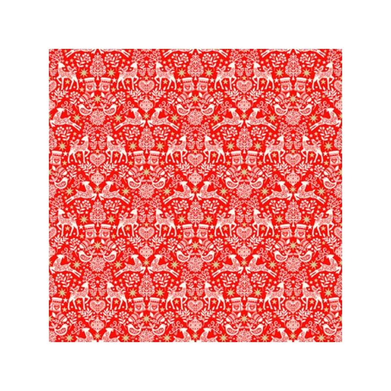 Patchwork anyag - Makower - Christmas Scandi Folk Red  2459-R