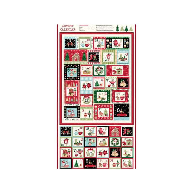 Patchwork anyag - Makower - Christmas 23 Advent Cosy  2574-1 Panel, 60cm
