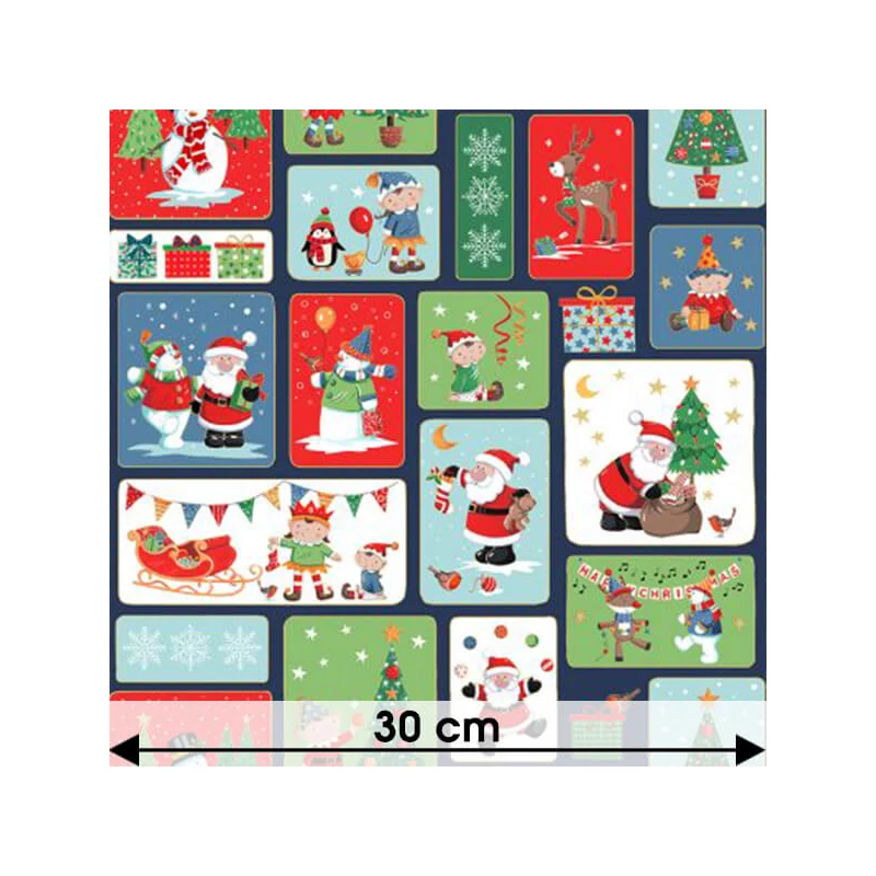 Material patchwork  - Makower - Christmas 23 Santa Blocks  2583-1 Panel, 30cm