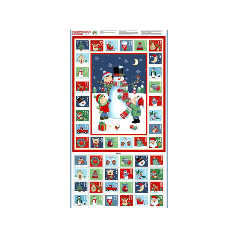 Patchwork anyag - Makower - Christmas 23 Advent Santa Snowman  2589-1 Panel, 60cm