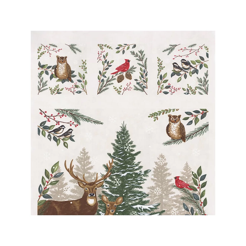 Material patchwork  - Moda - Woodland Winter by Deb Strain 56099-11 Panel, 60 cm
