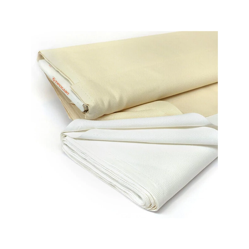 Kongré, Aida Pânză pentru broderie cu punct în cruce , 14 count, 130 cm lățime - alb, 10 cm