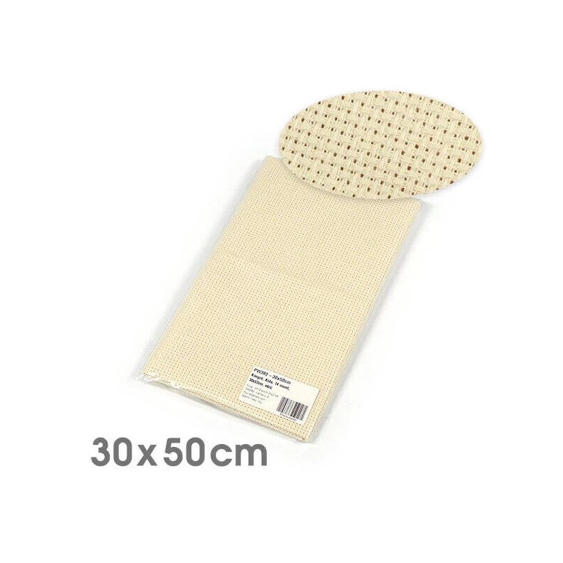 Kongré, Aida Pânză pentru broderie  cu punct în cruce, 14 count - ecru, 30x50 cm