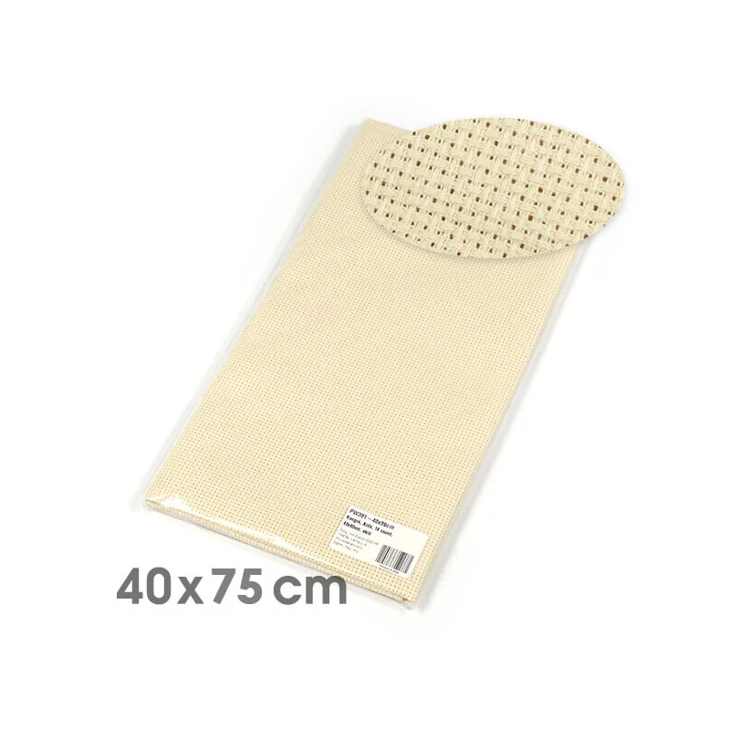 Kongré, Aida Pânză pentru broderie  cu punct în cruce, 14 count - ecru, 40x75 cm
