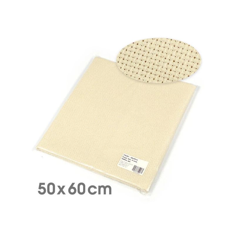 Kongré, Aida Pânză pentru broderie  cu punct în cruce, 14 count - ecru, 50x60 cm