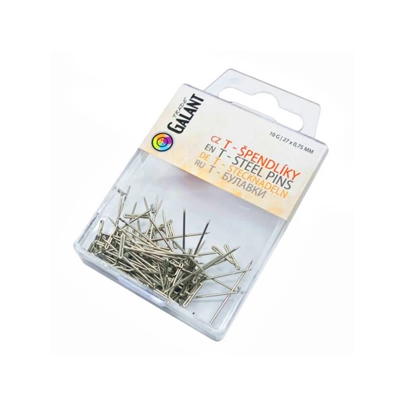 Set știfturi T, 0,75x27 mm, 10 g, în cutie de plastic