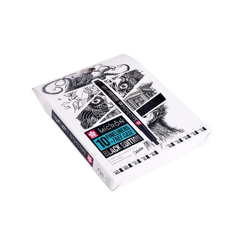 Set stilou de desen tehnic Sakura Pigma Micron - set de 10 + suport stilou, Black Edition