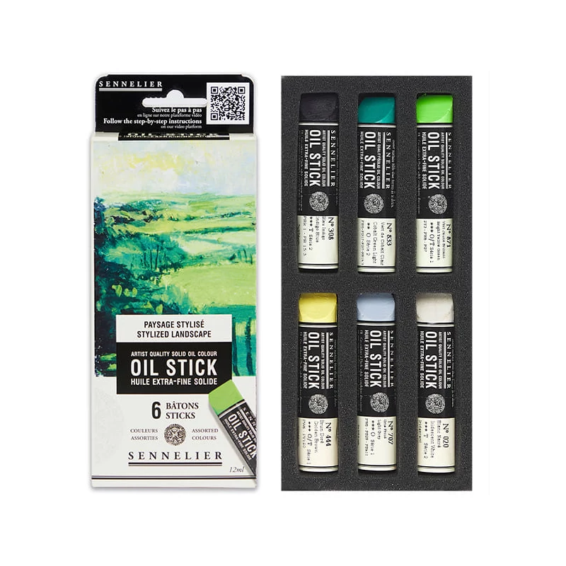 Sennelier Oil Stick Culori ulei, sub formă de baton Set- 6x12 ml, stylized landscape