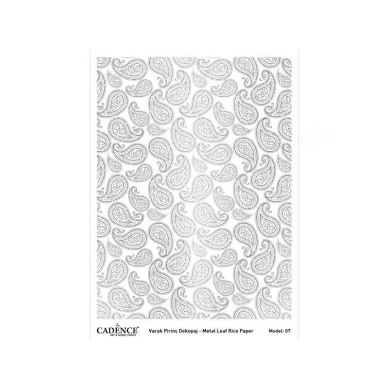 Hârtie de orez, Cadence, folie metalizata argintie, A3 - paisley