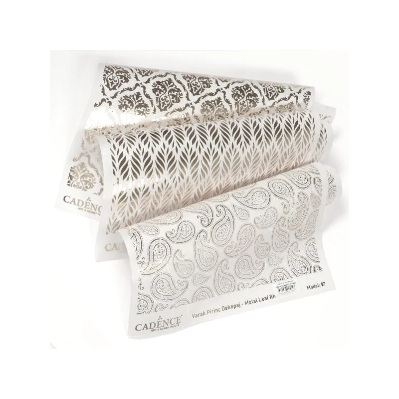 Hârtie de orez, Cadence, folie metalizata argintie, A3 - paisley