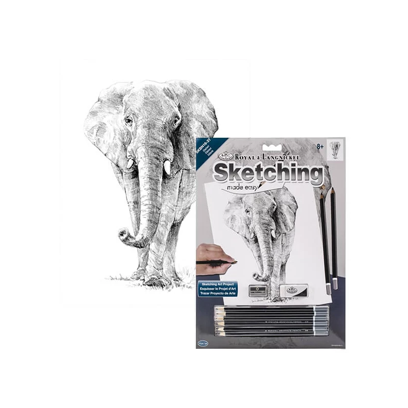 Set desen schițe și grafică cu instrumente, 22x30 cm - Elefant