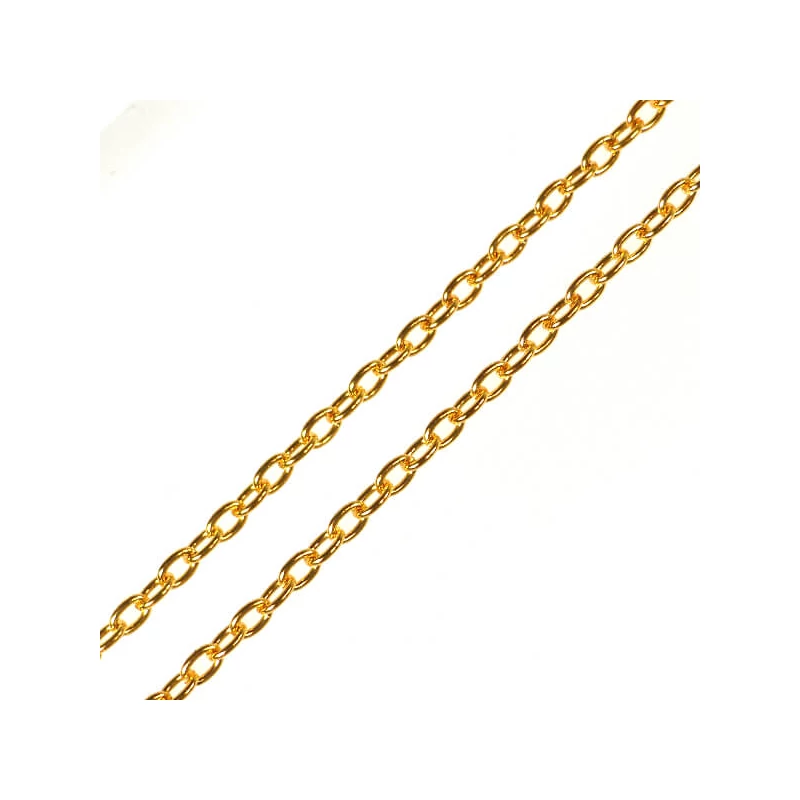 Lanț metalic pentru bijuterii, 2 m - culoare aurie, 2x1,5 mm