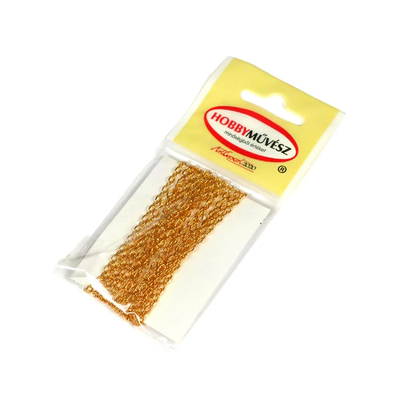Lanț metalic pentru bijuterii, 2 m - culoare aurie, 2x1,5 mm