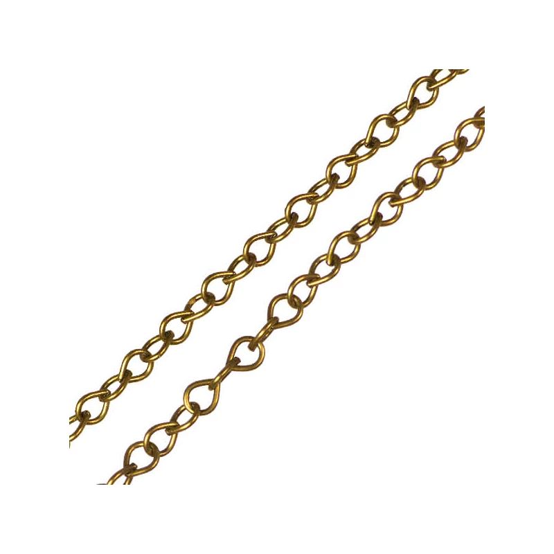 Lanț metalic pentru bijuterii, 2 m - culoare bronz antic, 3x4 mm