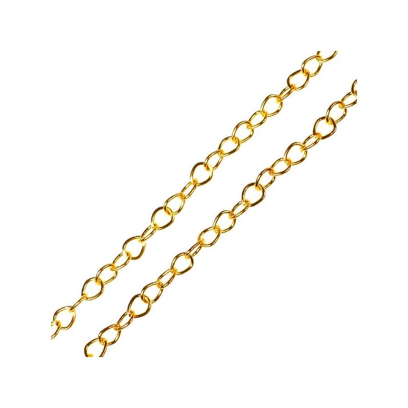 Lanț metalic pentru bijuterii, 2 m - culoare aurie, 4x5 mm
