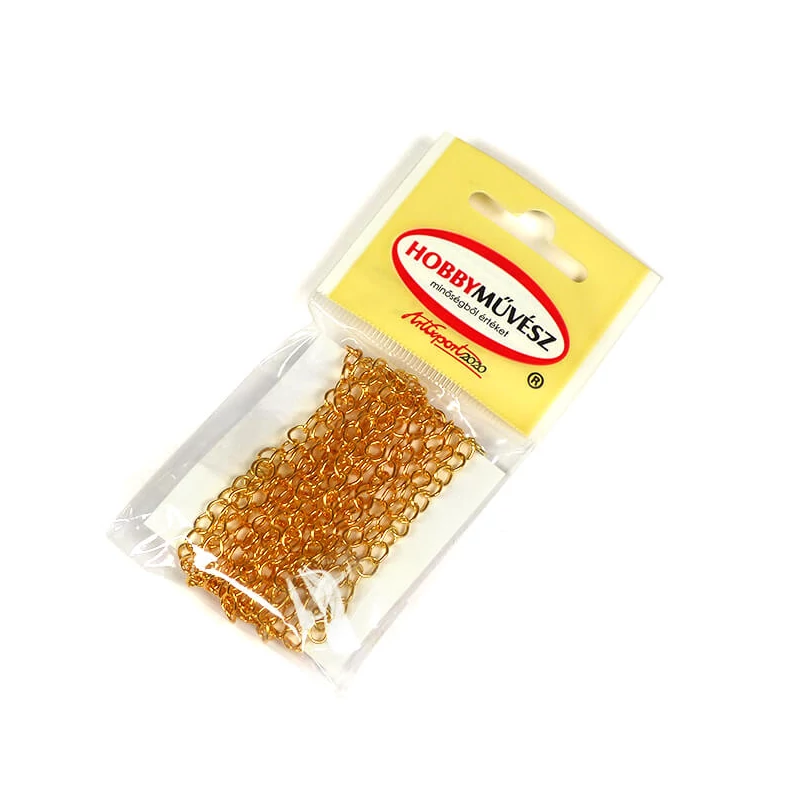 Lanț metalic pentru bijuterii, 2 m - culoare aurie, 4x5 mm
