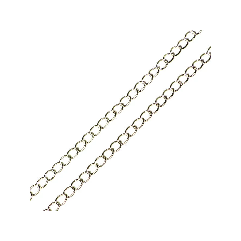 Lanț metalic pentru bijuterii, 2 m - rodiu, 3x6 mm