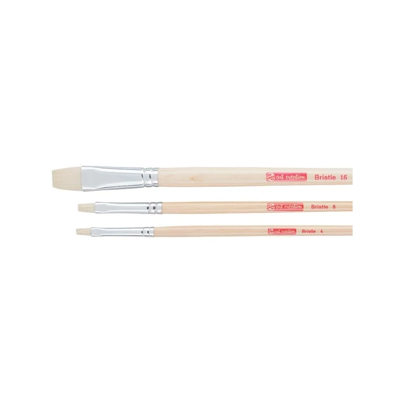 Set de pensule Talens Art Creation Bristle - plat, cu peri, 3 buc (4-8-16)