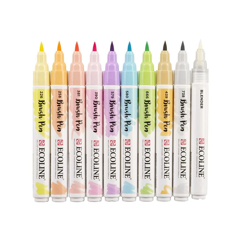 Talens Ecoline Brush Pen Set markere pensulă acuarelă - 10 buc, Pastel