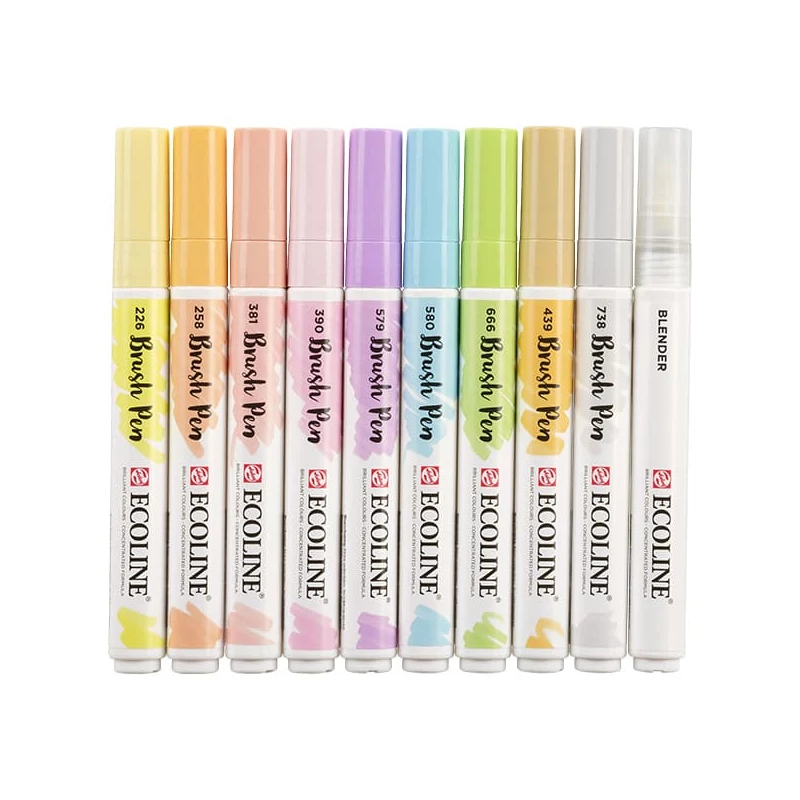 Talens Ecoline Brush Pen Set markere pensulă acuarelă - 10 buc, Pastel