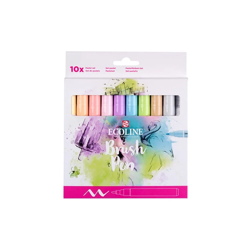Talens Ecoline Brush Pen Set markere pensulă acuarelă - 10 buc, Pastel