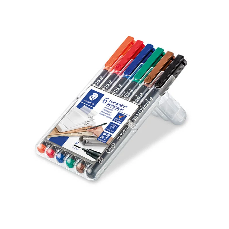 Marker cu alcool în set, Staedtler, Lumocolor, 1mm - 6buc
