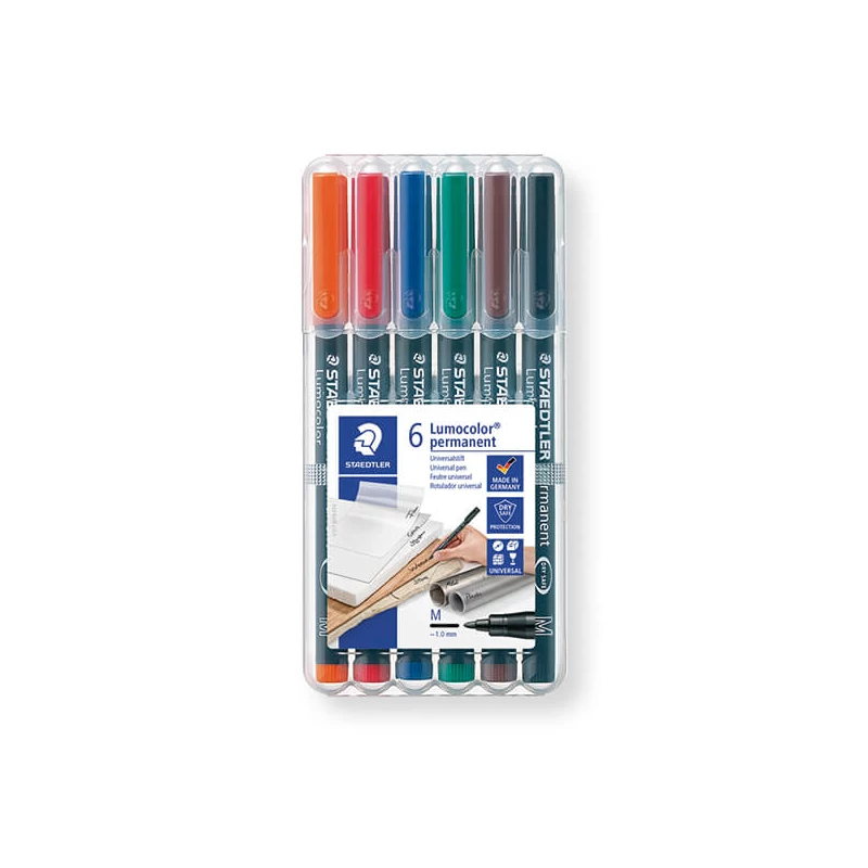 Marker cu alcool în set, Staedtler, Lumocolor, 1mm - 6buc