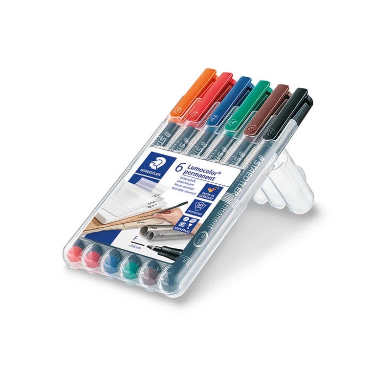 Marker cu alcool în set, Staedtler, Lumocolor, 0,6mm - 6buc