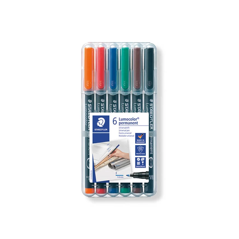 Marker cu alcool în set, Staedtler, Lumocolor, 0,6mm - 6buc