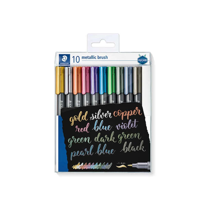 Set markere pensulă , Staedtler, Design Journey, metalizat, 1-6mm - 10 buc